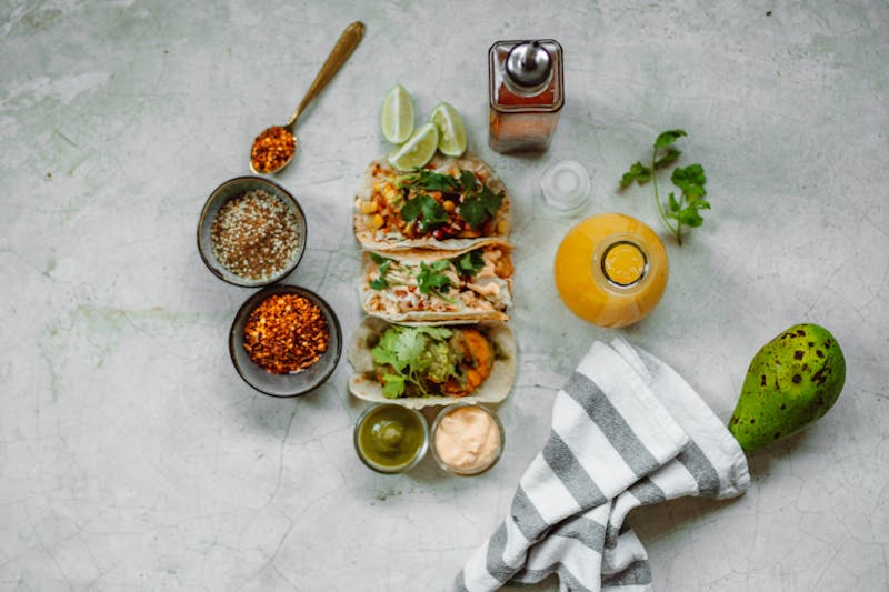 Grilled chicken tacos with fresh toppings