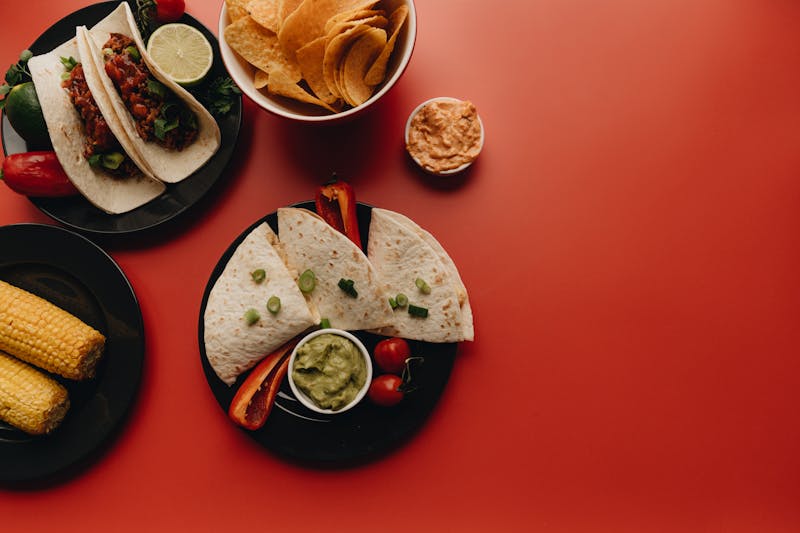 Chicken quesadilla with cheese and salsa